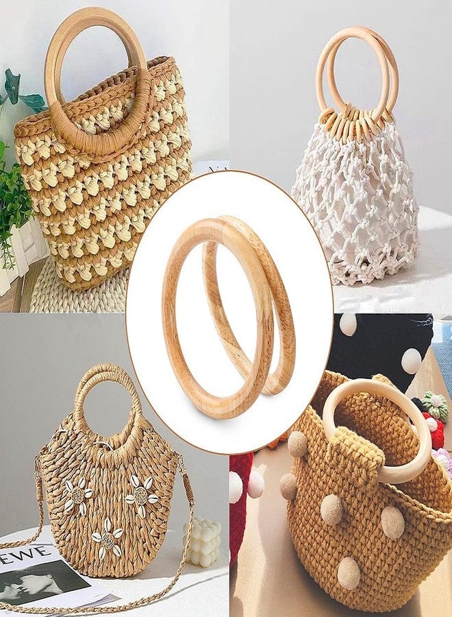 Aakriti Purse Handles Wooden Round Purse Handle Bag Handle Replacements Handbag for Handmade Beach Bag Handbags Purse Handles Macrame Market Bags (ROUND PURSE HANDLE 2PCS) - Image 2